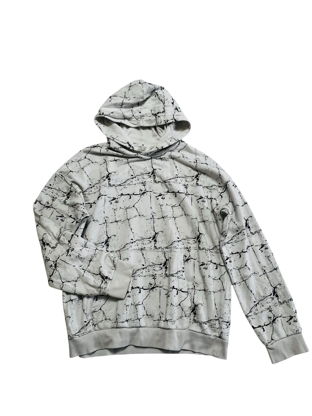 H&M kids 12 Y Off-white Marble-Print Pullover Hoodie - Men